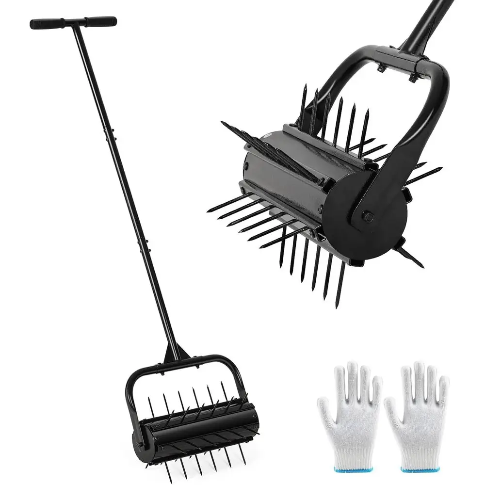 

17-дюймовый ручной аэратор для газона с ручкой и мешком с песком для аэрации почвы во дворе и прокатки патио