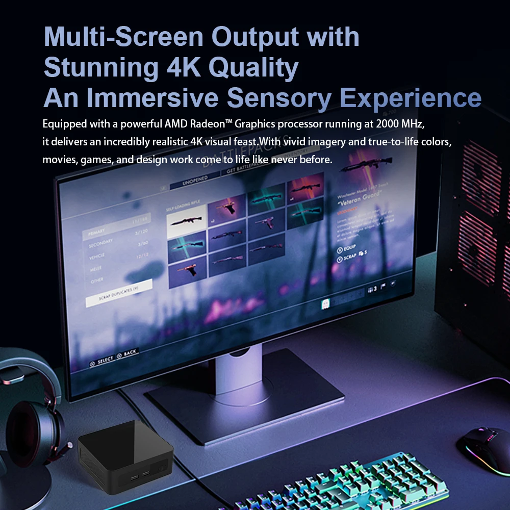 Bestoss Mini Gaming PC A5H AMD Ryzen 5 5800H ES 32G DDR4 1T NVME PCIe3.0 SSD mini pc Windows 11 Pro WIFI6 BT5.2 Desktop Computer