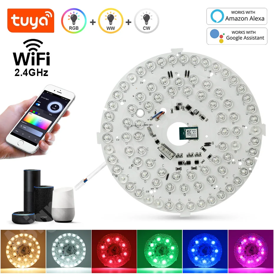 220V Led Ceiling Lamp Module Tuya WiFi Smart RGB Dimming 40W Flat Round DIY Ceiling Light Work with Alexa Google for Home Decor