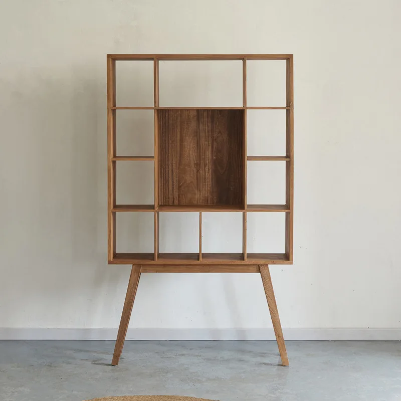 LTT wabi-sabi wind all solid wood bogu rack medieval tea room rack