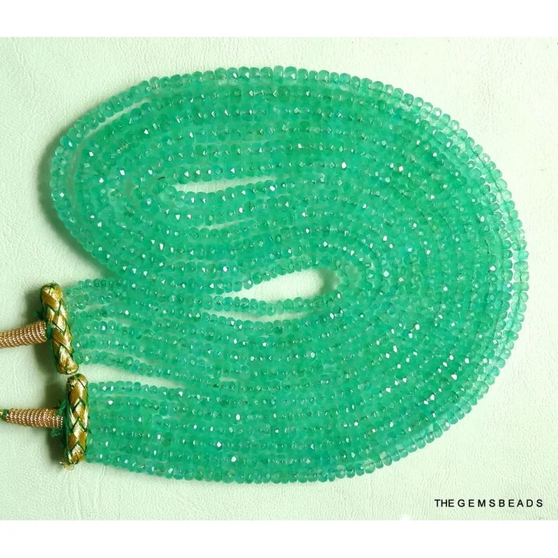Russian Emerald Rondelle Beads 21inch Strand | Faceted Mint Green | AAA+ Quality