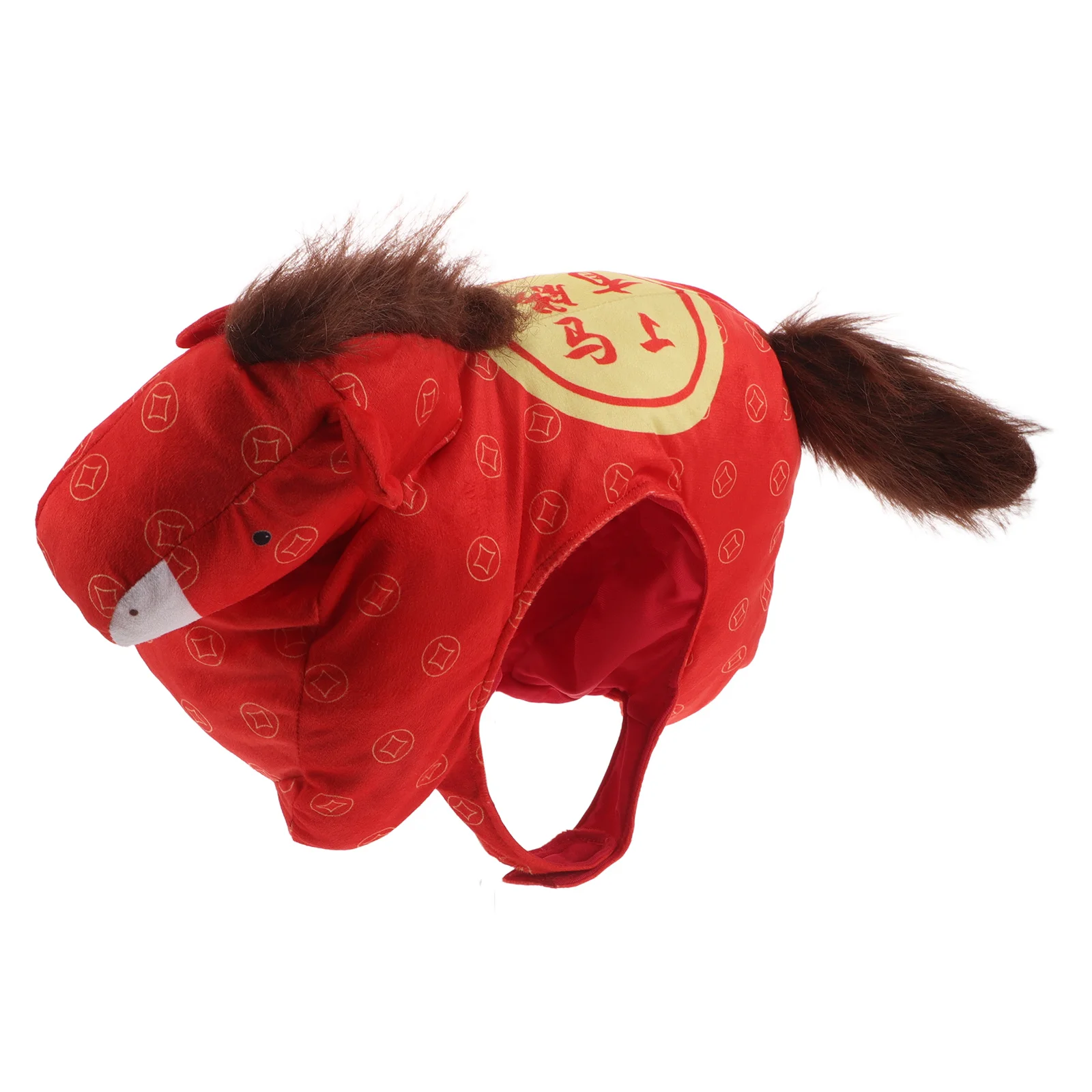 Pferdekopf-Hut Chinesisches Neujahr 2026 Maskottchen-Kostüm für Party Fotobox Aufführung Rollenspiel Tier-Kopfbedeckung Kreativ