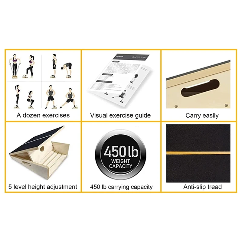 Wooden Slant Board Adjustable Incline Board And Calf Stretcher Slant Board With Non-Slip Surface Stretch Board