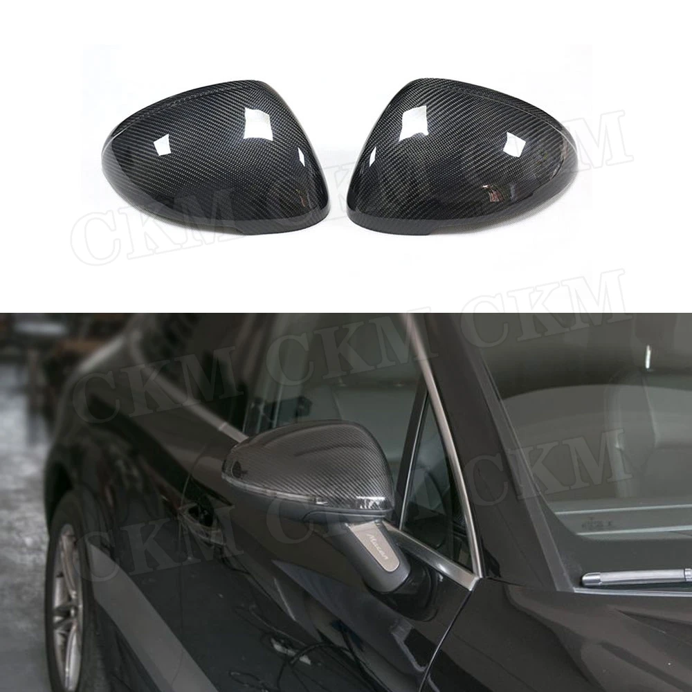 Carbon Fiber Rearview Mirror Cap Trim Covers For Porsche Macan 2014-2019 Add On Style Mirror Decorative Sticker