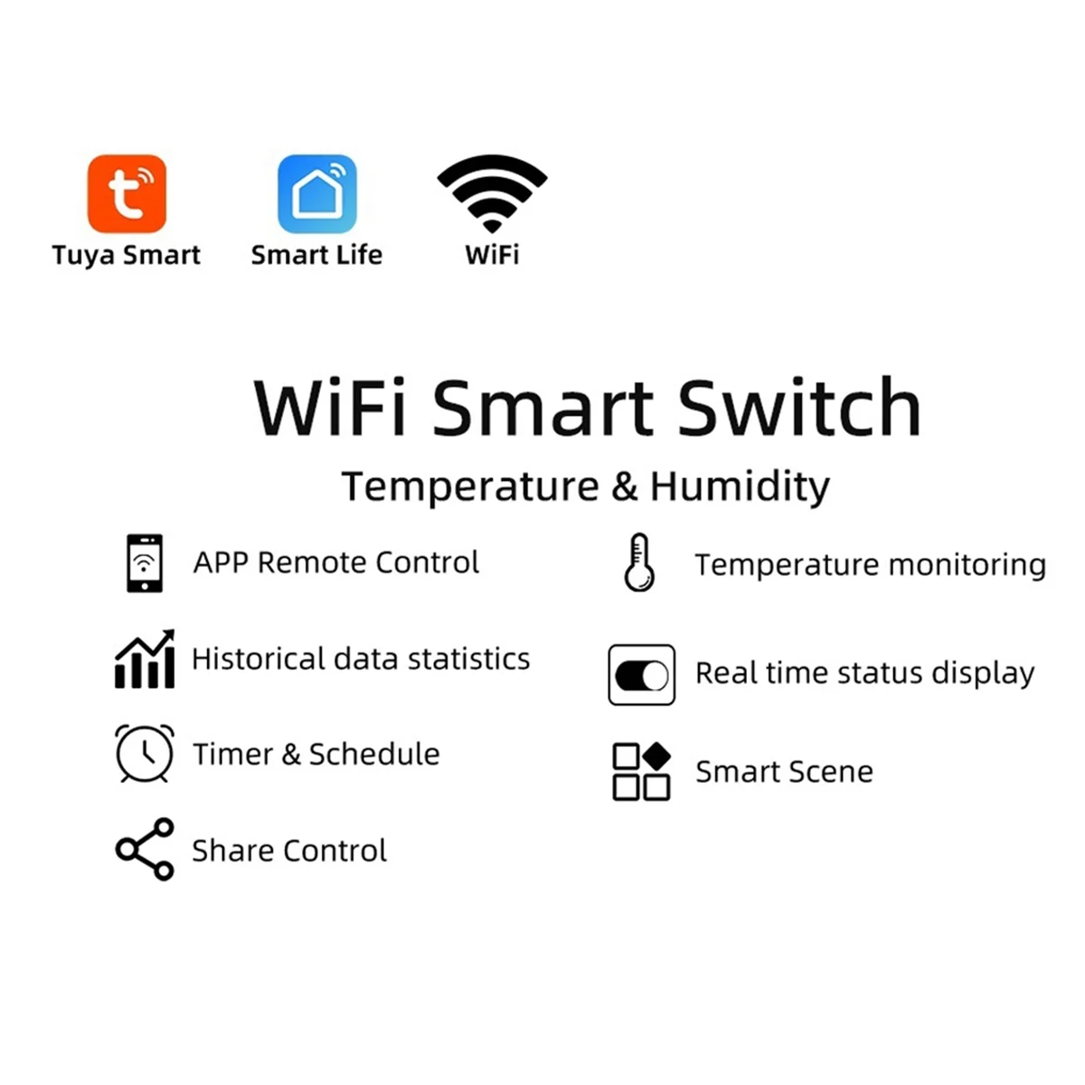 AB53 Tuya WiFi Temperature Switch Sensor 2.4G WiFi Temperature Switch Sensor Smart Switch with 1M Temperature Probe