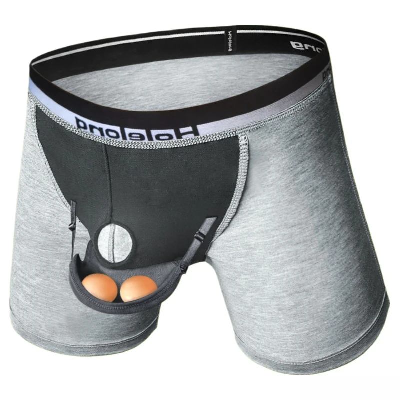 Men Adjustable Pouch Scrotal Support Boxers Exercise Shorts Youth Boys Sporty Scrotum Protect Cotton Panties Fitness Long Johns