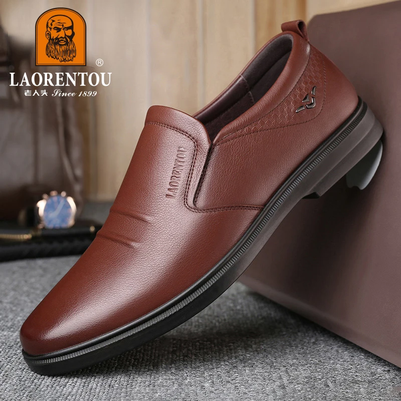 breathable summer hollow out middle-aged men\'s business casual leather shoes, genuine leather soft sole casual men\'s shoes