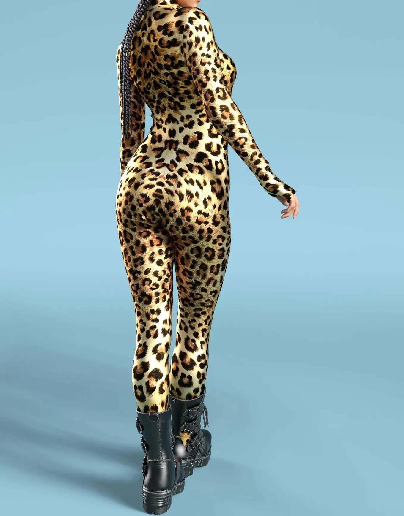 Sexy Leopardenmuster-Overall für Damen, Party-Kostüm, enganliegender Jumpsuit, Onesie-Kostüm, elastischer Bodysuit für Feiertage und Spiele. – Detail 11