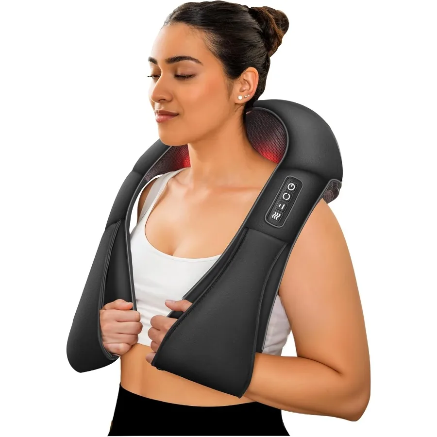 

Shiatsu Neck and Shoulder Massager for Relaxation at Home or Office Deep Kneading Massage Pillow with Adjustable Heat Settings