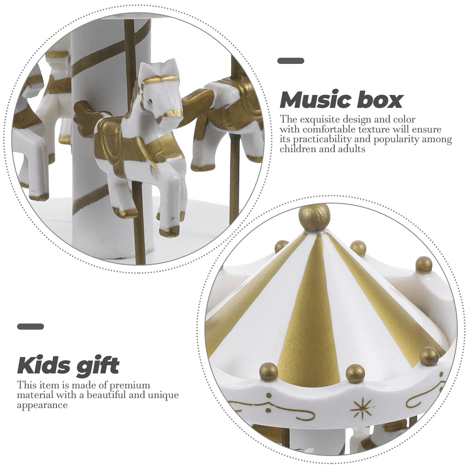 

Plastic Merry-Go-Round Wind Up Music Box Kids Gift Lightweight Home Room Decoration Party Atmosphere Exquisite Design