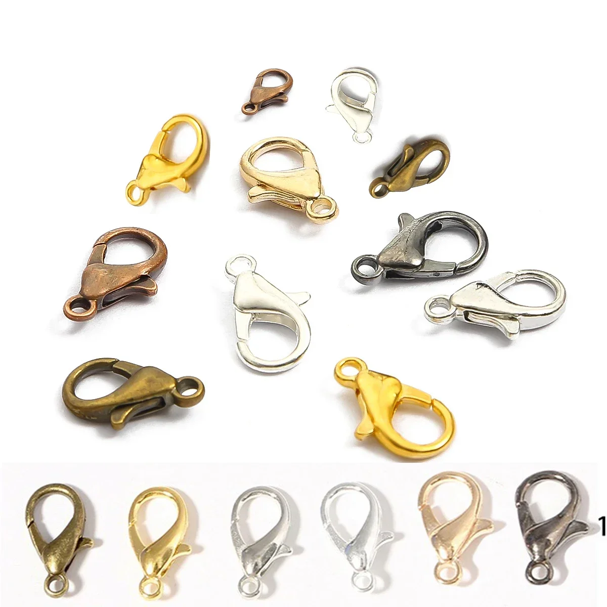 50pcs/lot Lobster Clasps For Bracelets Necklaces DIY Hooks Chain Closure Accessories For Jewelry Making Findings Wholesale