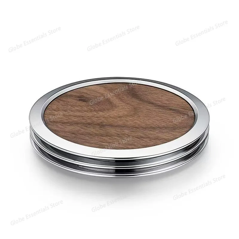 

Подставка из орехового дерева с отделкой из нержавеющей стали, роскошные круглые подставки для украшения дома, стола, офиса, кухни