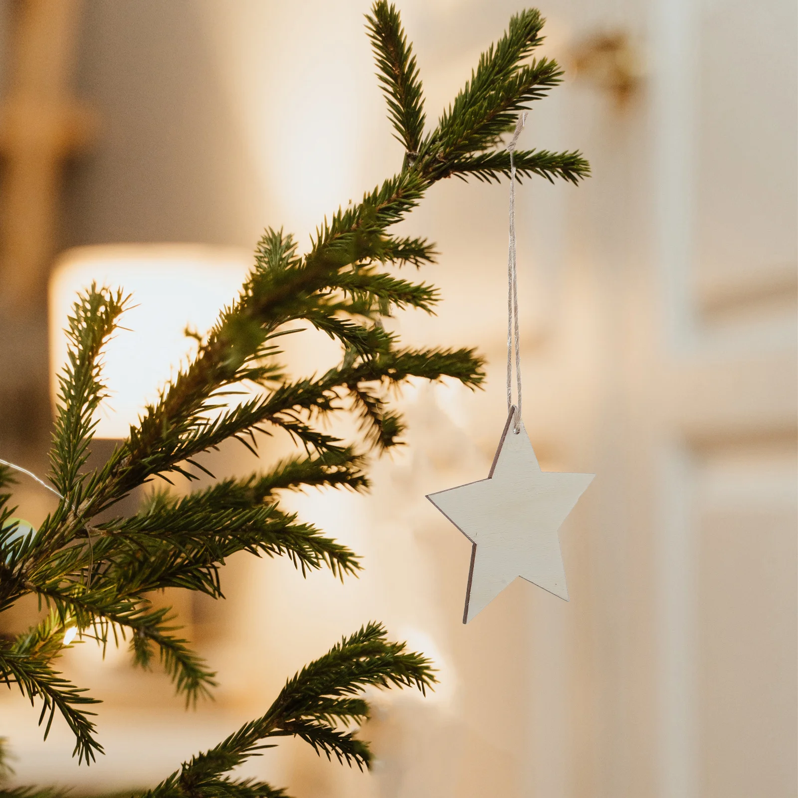 

100Pcs Exquisite Wooden Star Pendants DIY Christmas Tree Ornaments Pentagram Hanging Decor Xmas Door Window Supplies