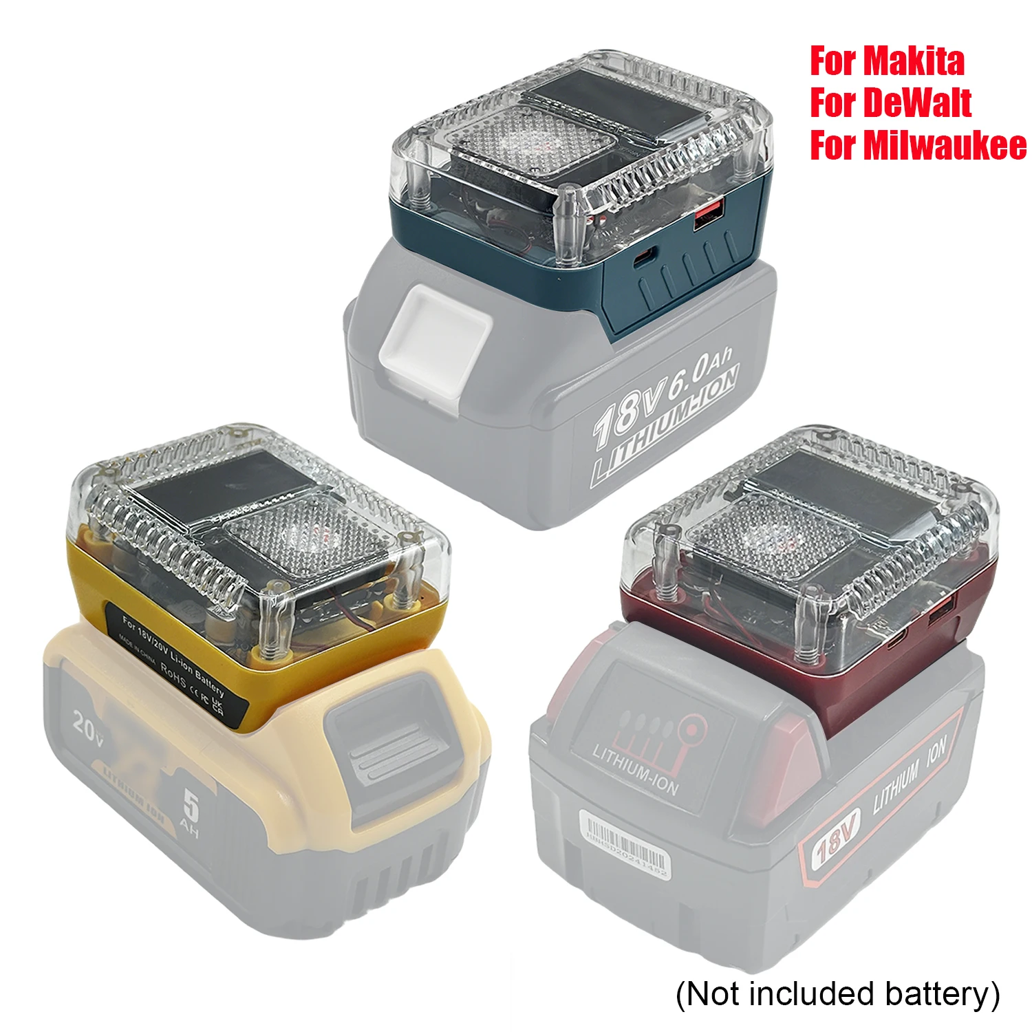 

NEW Digital Display Lithium Battery Adapter Converter For Makita/ DeWalt/Milwaukee 18V Li-ion Battery Charger USB C Power Bank