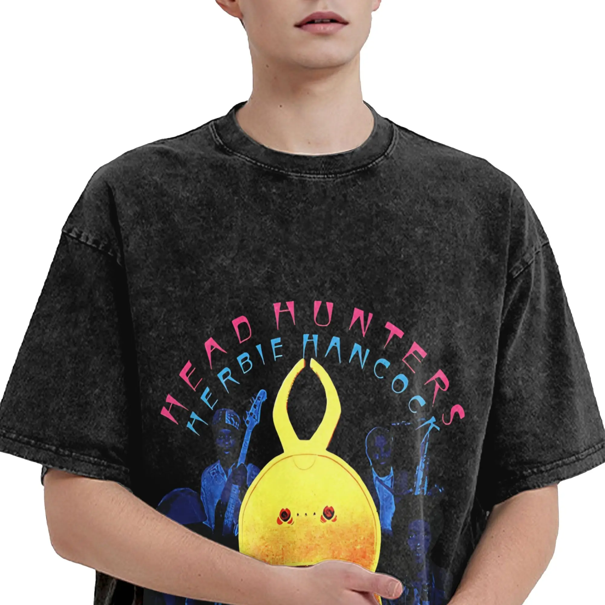 Herbie Hancock - Master of Funk and Jazz T Shirt Hip Hop Washed Short Sleeve Harajuku T-Shirt  Novelty Men Women Streetwear
