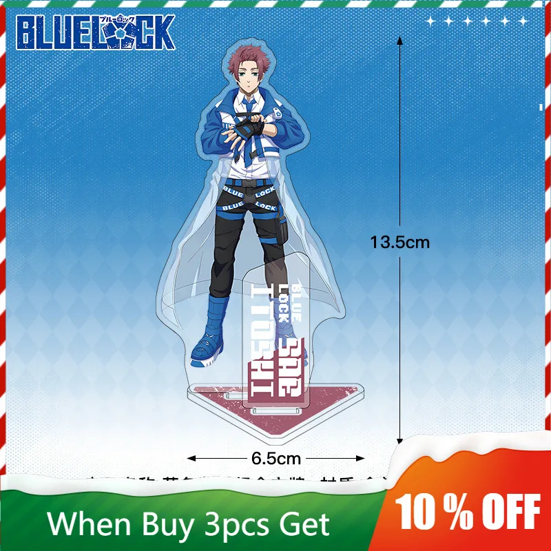 Blue Lock Merry-go-round Periferiche Anime Sae Itoshi Doppio supporto acrilico Ryusei Shido Piastra in piedi Reo Mikage Statua Giocattoli