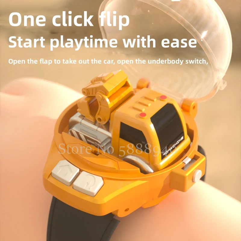 MINI Puzzle Interesting Watch Design RC Car 2.4G Alloy Body Cool Taillight Remote Control Excavator Truck Child Toy Kids Gift