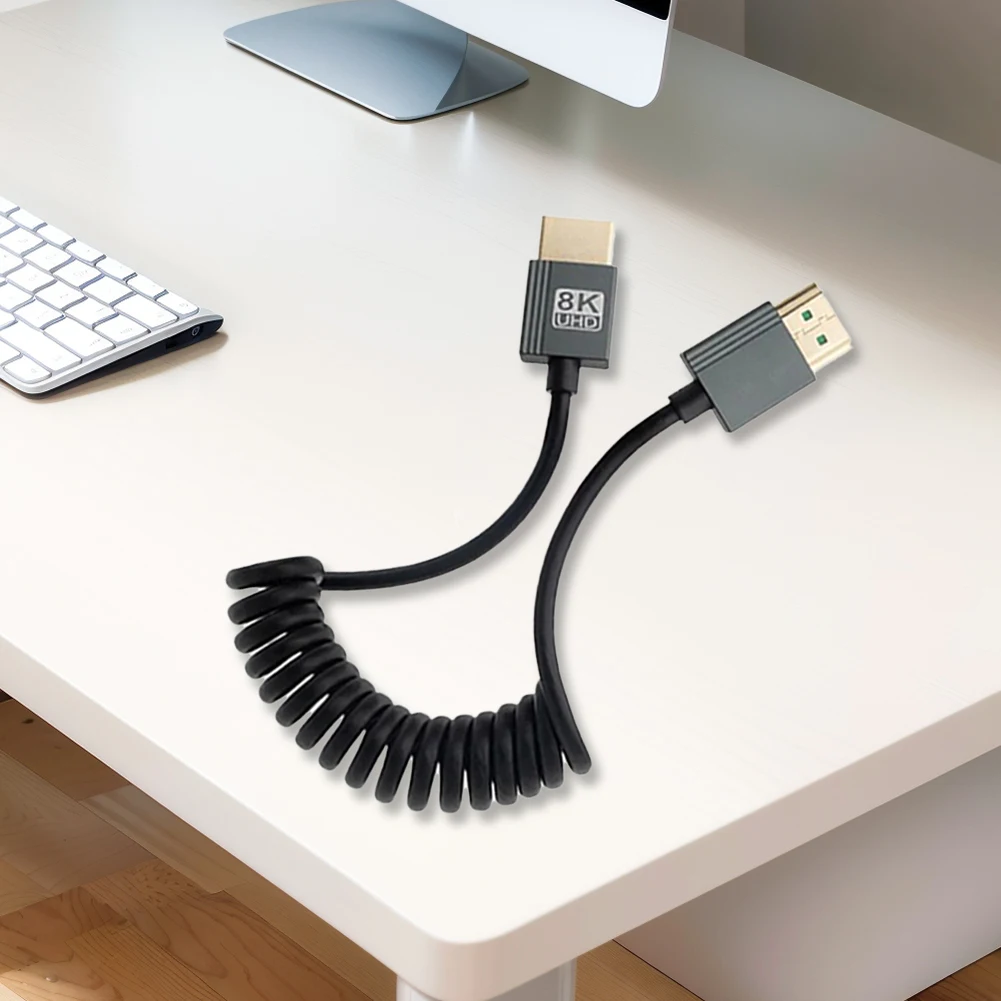 8K Ultra HD HDMI-совместимый с HDMI-совместимый спиральный кабель 48 Гбит/с штекер-штекер 8K @ 60 Гц 4K @ 120 Гц для камеры/видеокамеры/ПК/монитора