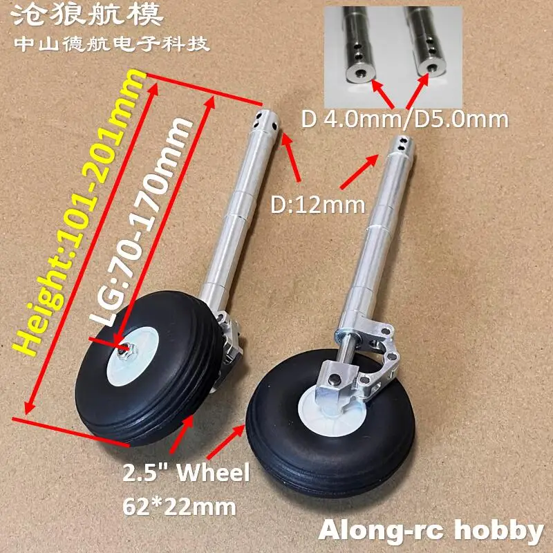 

Height 101mm to 201mm D4 or D5 Hole Main Damping Kneeling Landing Gear with 2.5" PU Wheel for 3-6kg DIY Model EDF RC Plane Parts