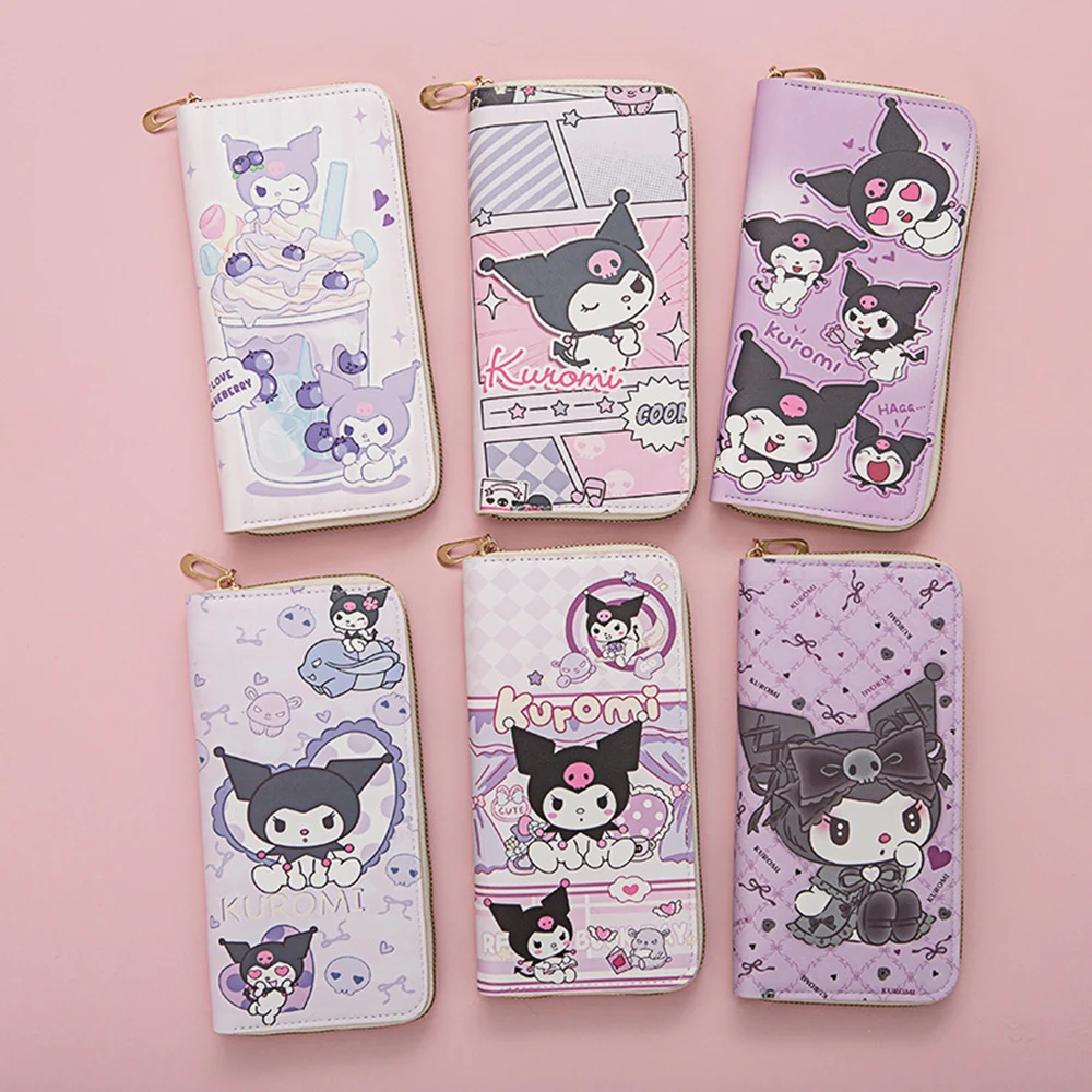 Sanrio Kuromi Long Wallet Female Student Cartoon Kuromi Fresh Large-capacity Mobile Phone Wallet Zipper Card Bag Clutch Bag New