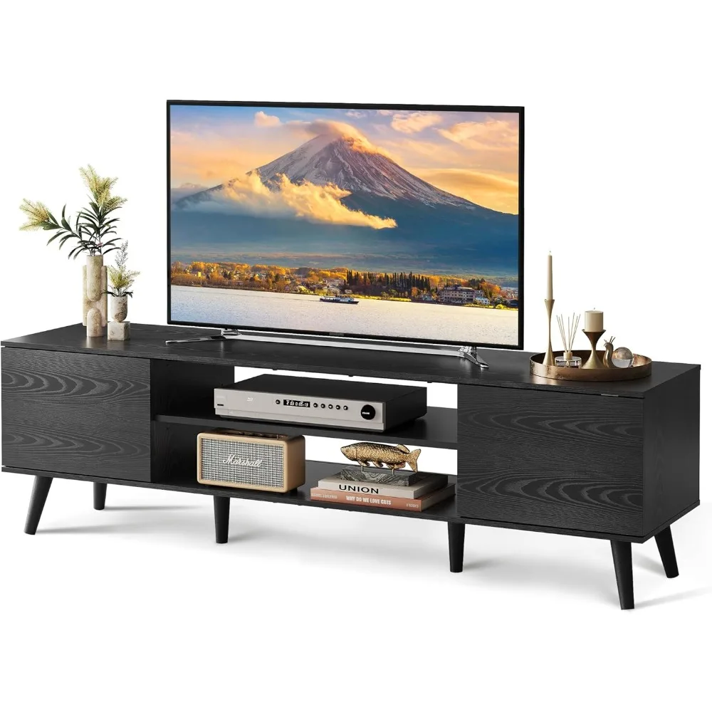 

TV Stand for 65 70 inch TV, Entertainment Center with Storage Cabinets, Rustic TV Console for Living Room Decor
