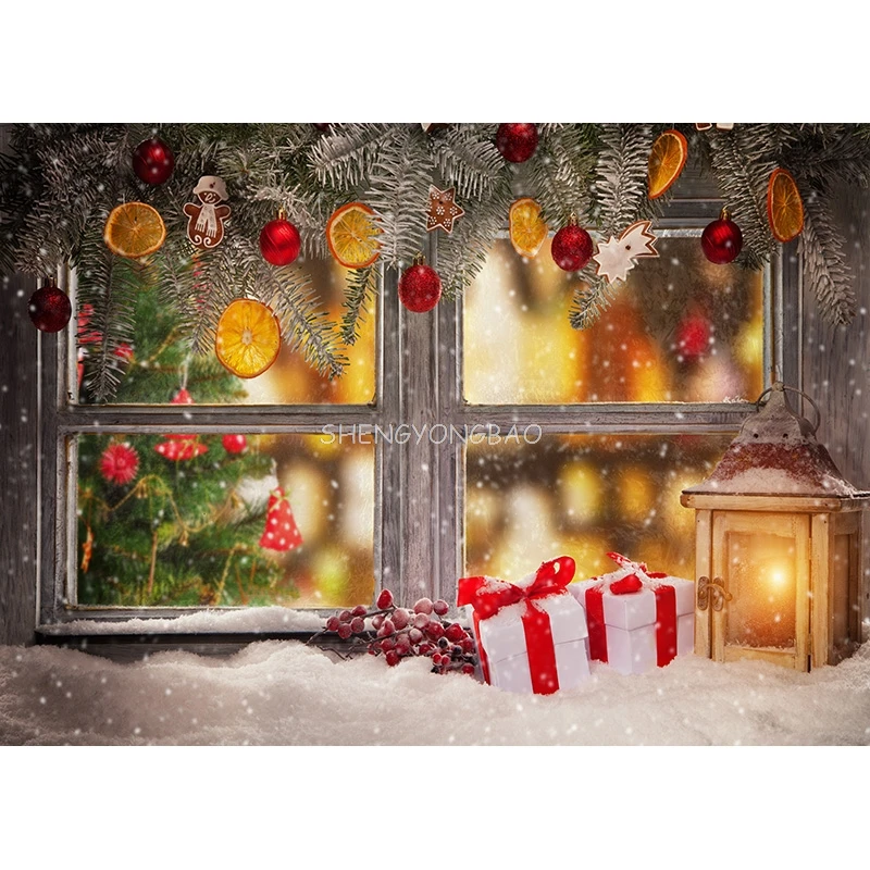 크리스마스 테마 사진 배경 눈사람 크리스마스 트리 어린이 초상화 배경, 사진 스튜디오 소품 2197 DHT-06