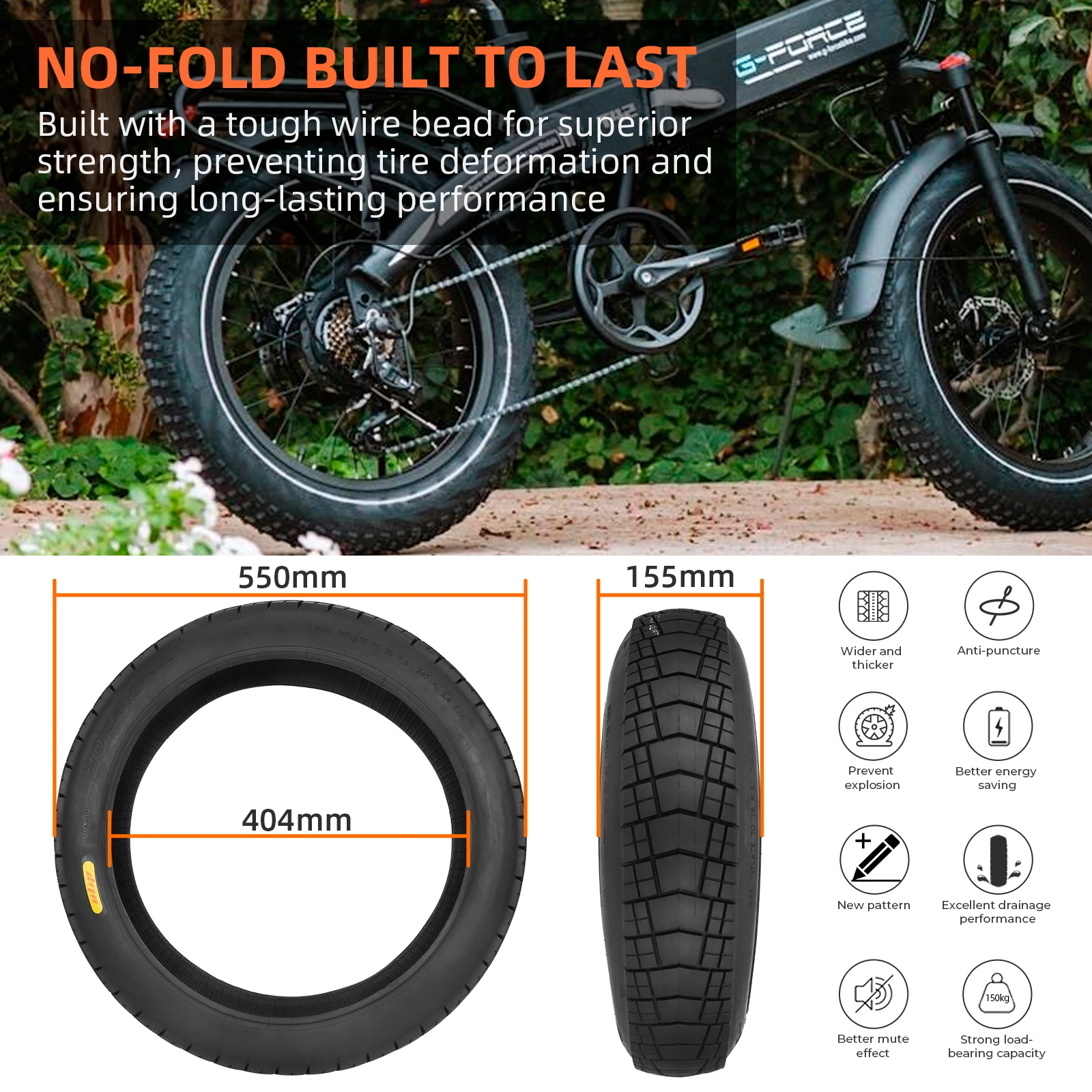 ULIP 20Inch 20x4.0 Fat Tire MTB Bicycle Front and Rear Wheel Anti-Slip Fat Out Tire Electric Snowmobile Beach Bicycle Tire Parts