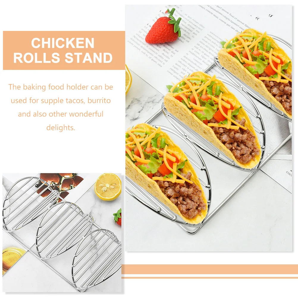

Taco Rack Stainless Steel Holder Stand Household Kitchen Taco Holder Burrito Pancake Support Desktop Burritos Stand