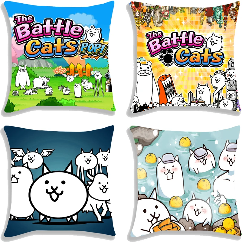 Cute Cartoon The Battle Cats Pillow Case Single-sides Pillowcase 45*45cm Home Decorative Throw Pillow Cover Sofa Cushion Cover