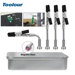 Toolour Magnetic Helping Hands Soldering Tool 2/4 Universal Metal Flexible Arms with Tool Box for Soldering, Electronics Repair