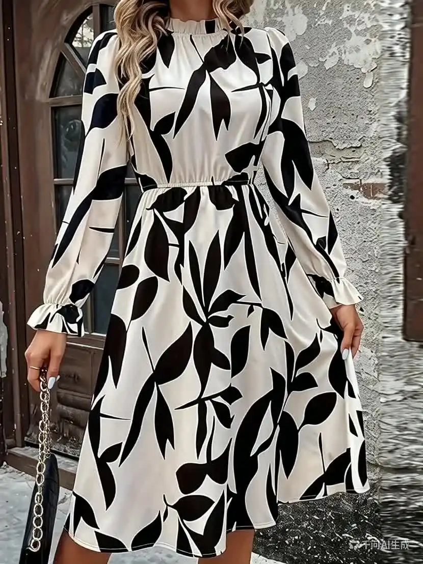 long sleeve dress print Elka Long Sleeve Mini Dress