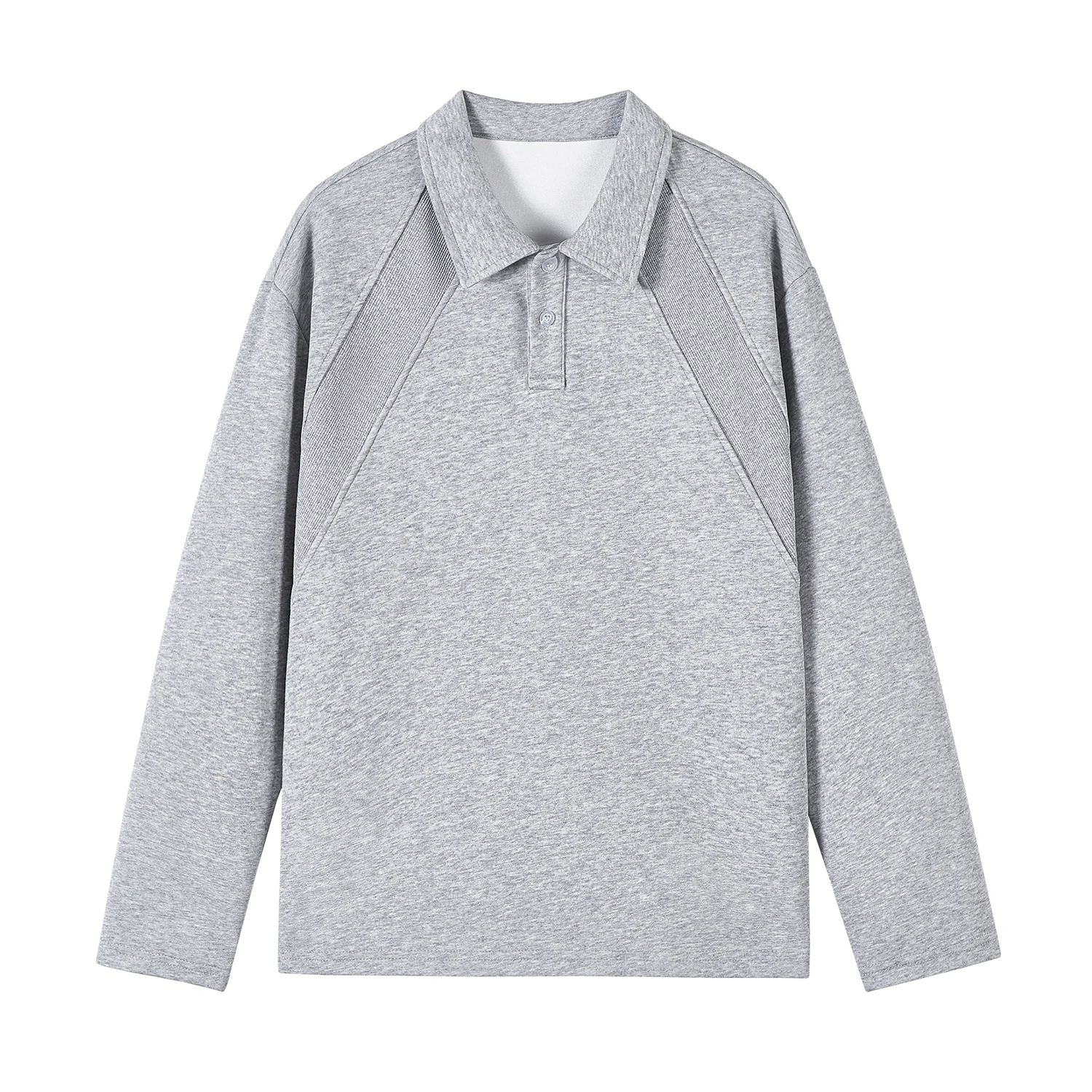 

Мужская однотонная футболка с длинным рукавом и лацканами, осенняя мужская повседневная свободная футболка с половиной пуговиц, мужская корейская рубашка-поло, деловые повседневные топы