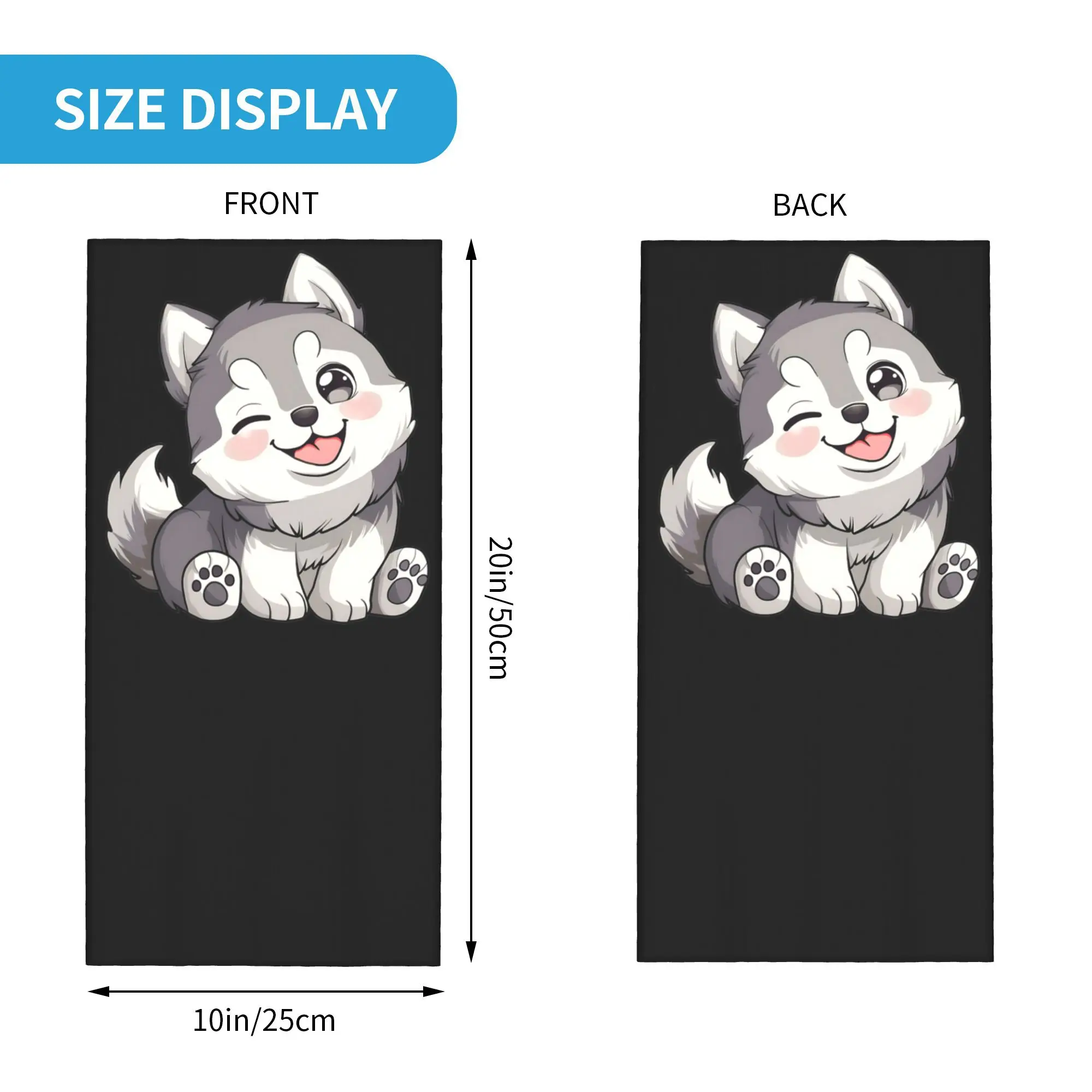 Cute Winking Kawaii Husky Bandana Neck Gaiter Printed Mask Scarf Multi-use Balaclava Outdoor Sports Unisex Adult Breathable