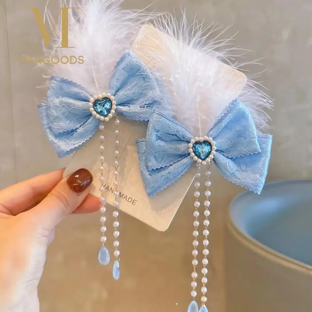 

Большие синие банты, помпон принцессы, заколки для волос, длинная лента, школьные заколки для девочек, заколка для волос, головные уборы, подарок, зажим в виде утконоса для детей