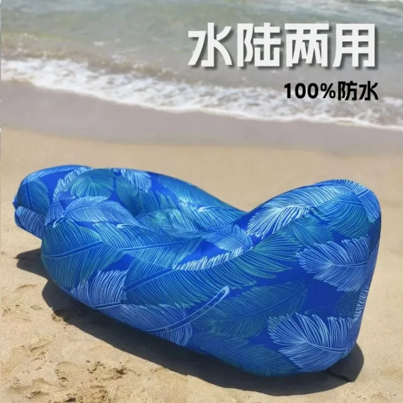 Portable Outdoor Anti-tip Inflatable Sofa, Thickened Automatic Fast Inflatable Mattress for Camping Leisure Rest