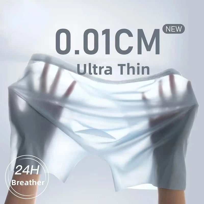 1 Pc Mens Boxer Shorts Ice Silk Men Panties Seamless  Underwear Man Underpants Panties Male Ultra-thin Breathable Briefs