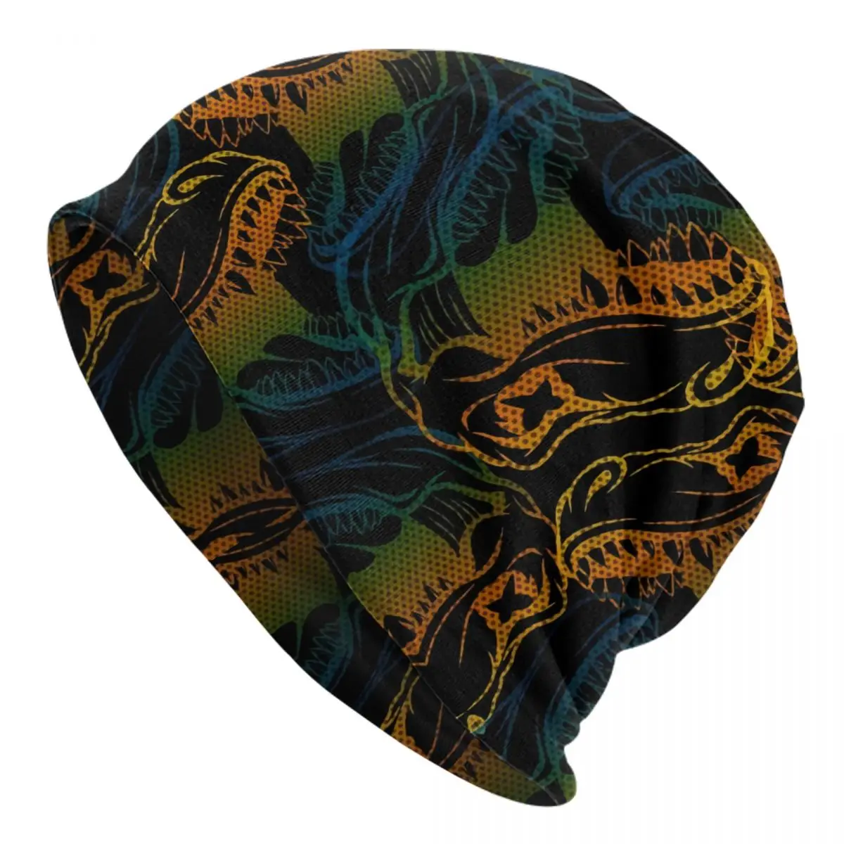 Colourful Line Dinosaur Washed Thin Bonnet Outdoor Casual Beanies Protection Men Women Hats