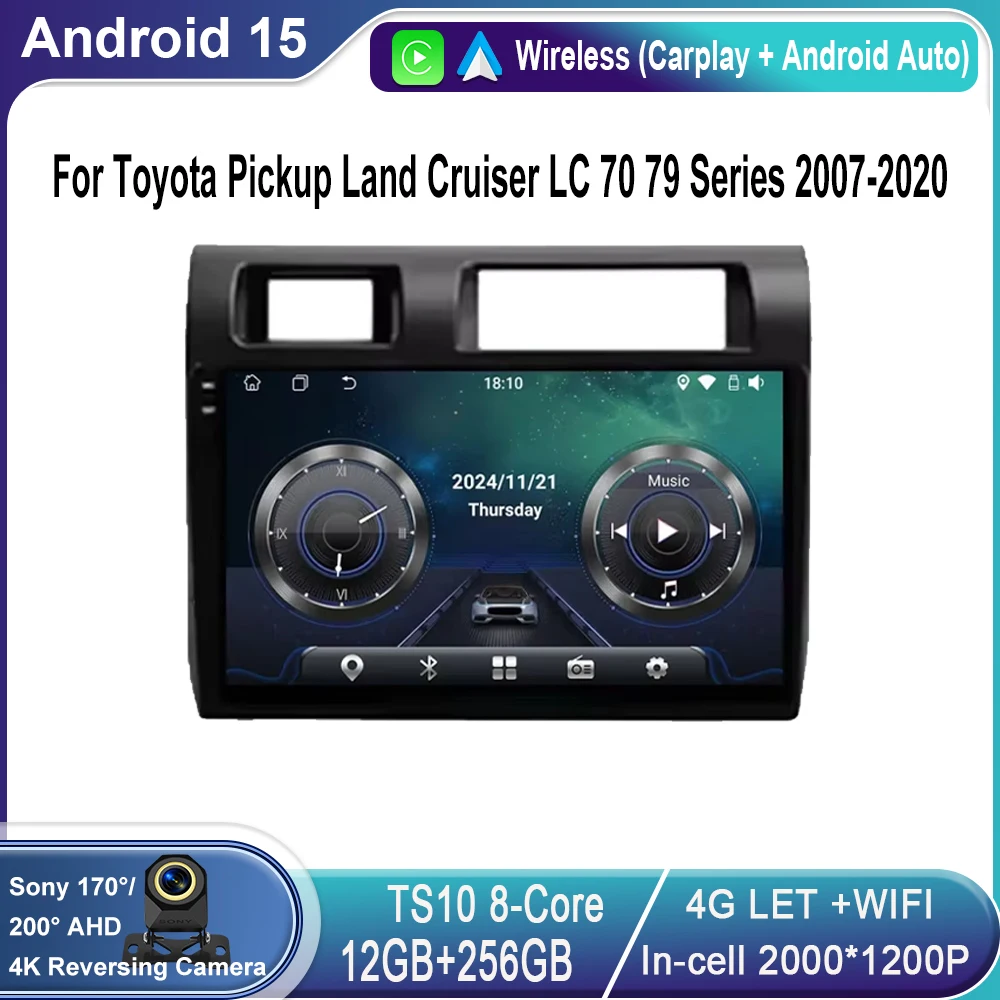 

Android 15 For Toyota Pickup Land Cruiser LC 70 79 Series 2007-2020 Autoradio Carplay Multimedia Player Car Radio GPS 4G No 2din