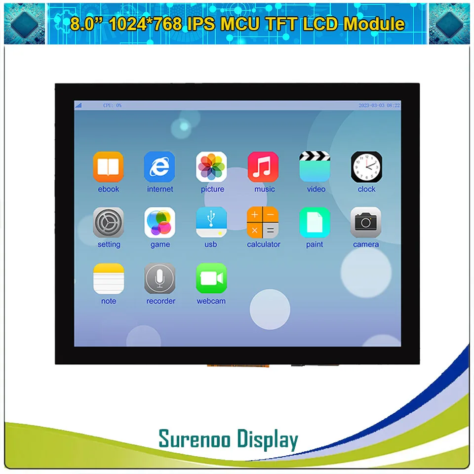 

8.0" inch 1024*768 LT7381 MCU Parallel IPS TFT LCD Module Display Screen Monitor CTP Capacitive Touch Panel for Alientek STM32