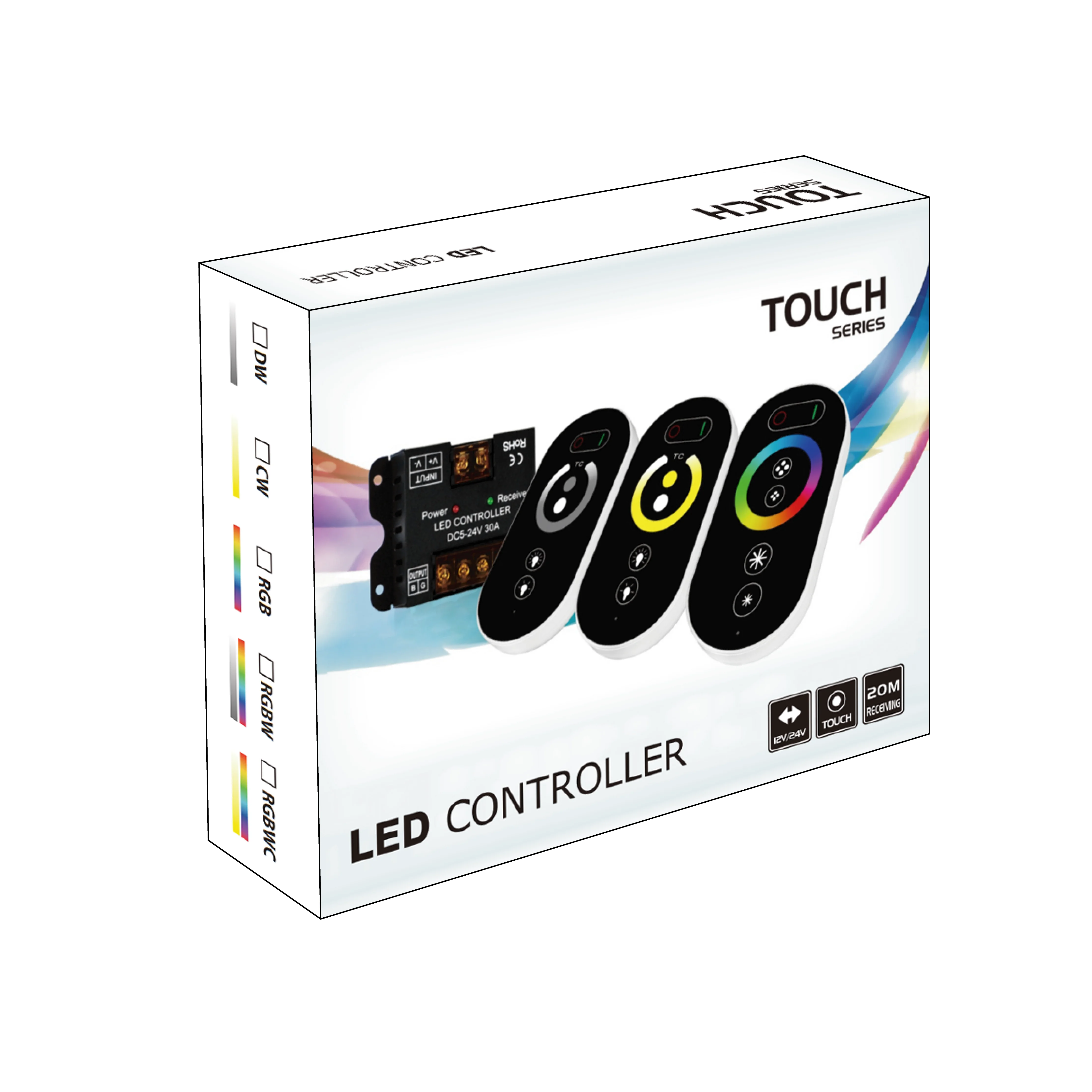 Small lron shell Controller TouchRemote Control indicator Dc5-24V 30A6Key Single Light Cct Rgb smd cob stripDimmer Controller