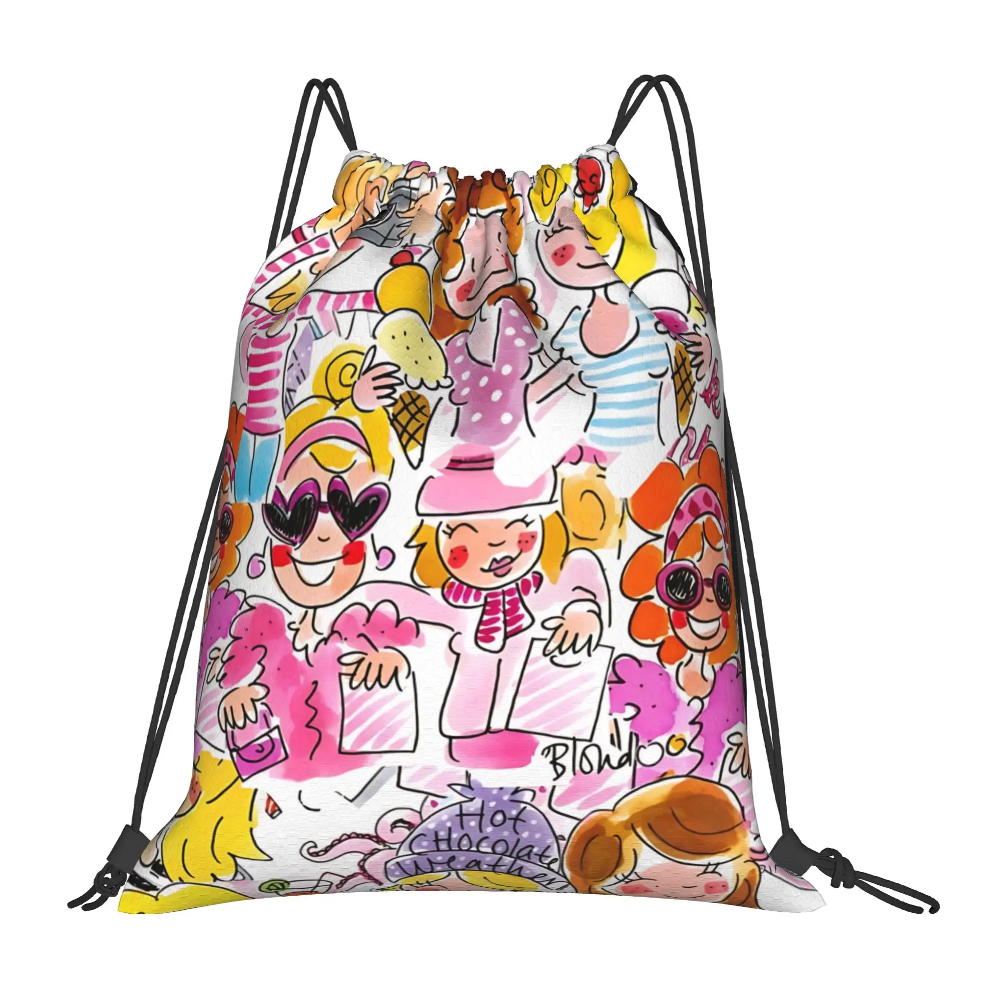 1 pc Blond Amsterdam Lovely Art  Drawstring Bags Gym Storage Backpack School Shoe Bag