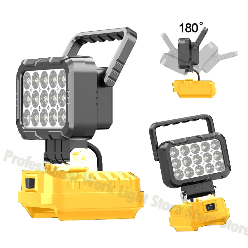 ل ديوالت 18 فولت بطارية المحمولة LED ضوء العمل مع منفذ USB 3 بوصة مصباح يدوي الأضواء الكاشفة اللاسلكي أداة خارجية مصباح