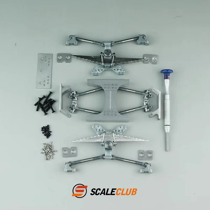 نموذج Scaleclub لشاحنة جرار Tamiya 1/14، معدن واقعي، تعليق خلفي بمحورين، تعليق Qiãoqiū