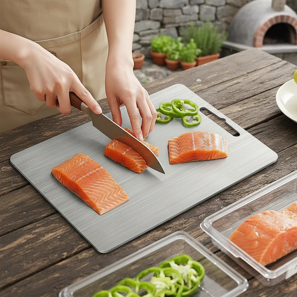 Tabla de cortar de acero inoxidable 304, cocina, hogar y Panel, tabla de cortar a prueba de moho, tabla de cortar de acero inoxidable