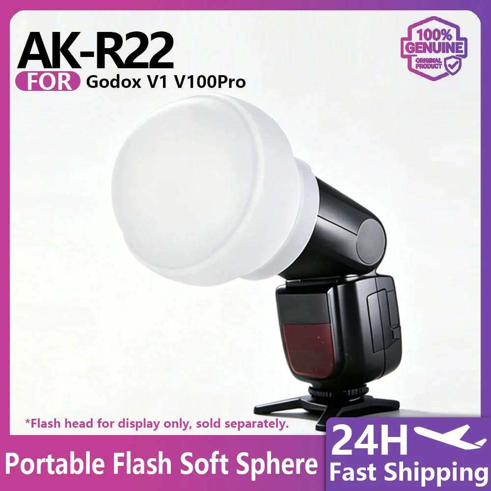 Diffuseur de lumière en silicone souple AK-R22 pour flash à tête ronde V1, AD100pro et H200R Speedlite