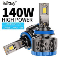 Infitary H7 H4 LED Car Headlight 140W High Power CANBUS Bulb H8 H9 H11 HB3 9005 HB4 9006 Lamp Double Copper Tube Lights for Auto