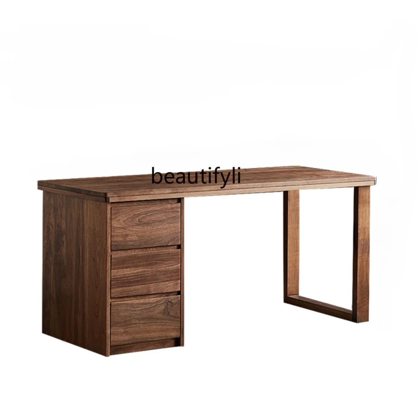 North America Black Walnut Wooden Desk Nordic Simple Solid Wood Writing Desk Home Study Computer Desk with Drawer