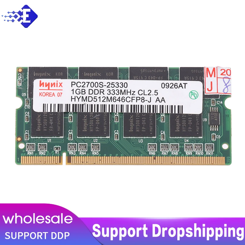 NEW 1pc 1GB DDR1 Laptop Memory Ram SO-DIMM 200PIN DDR333 PC 2700 333Mhz For Notebook Sodimm Memoria