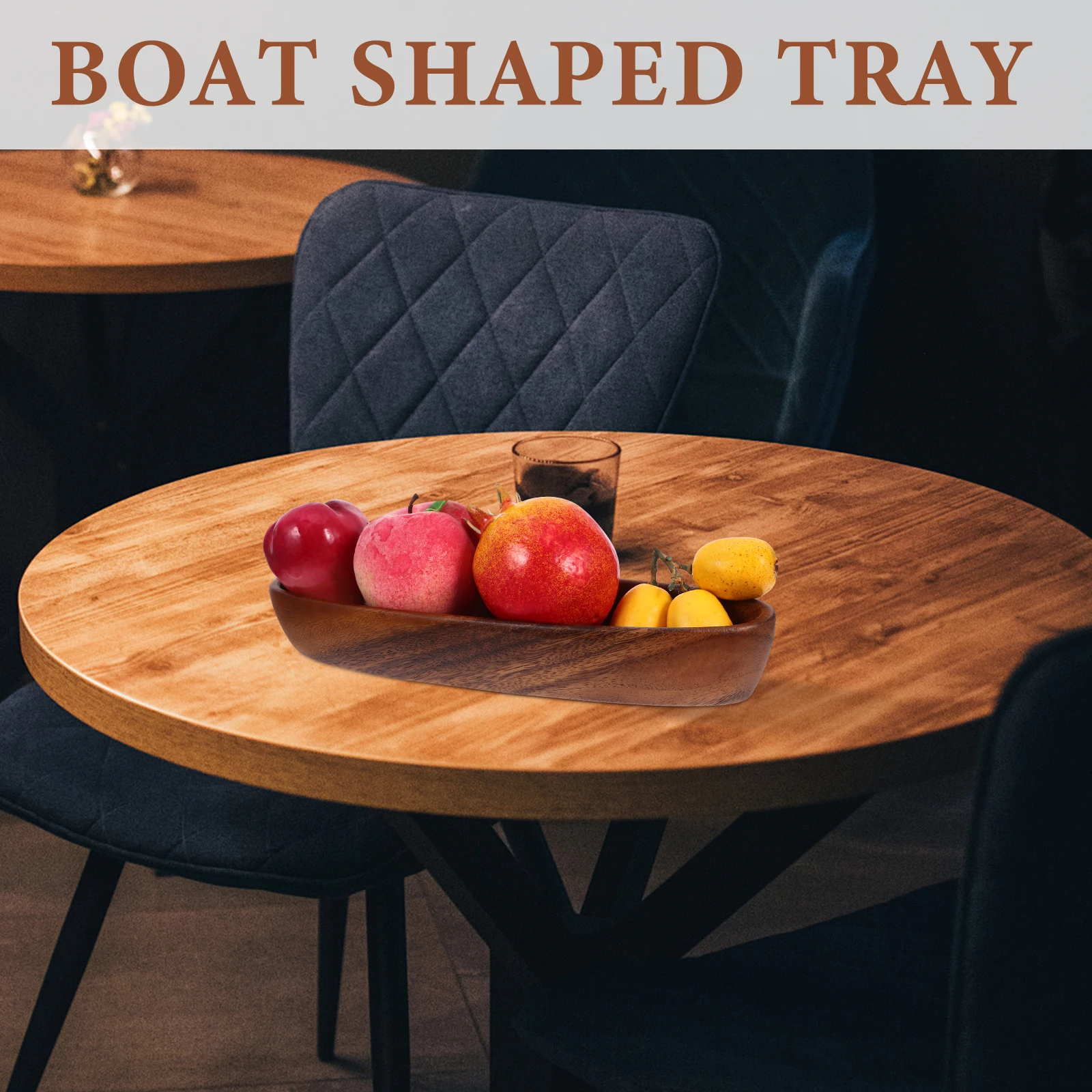 

Rustic Wood Boat Shaped Vintage Centerpiece Snacks Fruit Bread Desktop Decor Natural Wooden For Home Decorative Use Farmhouse