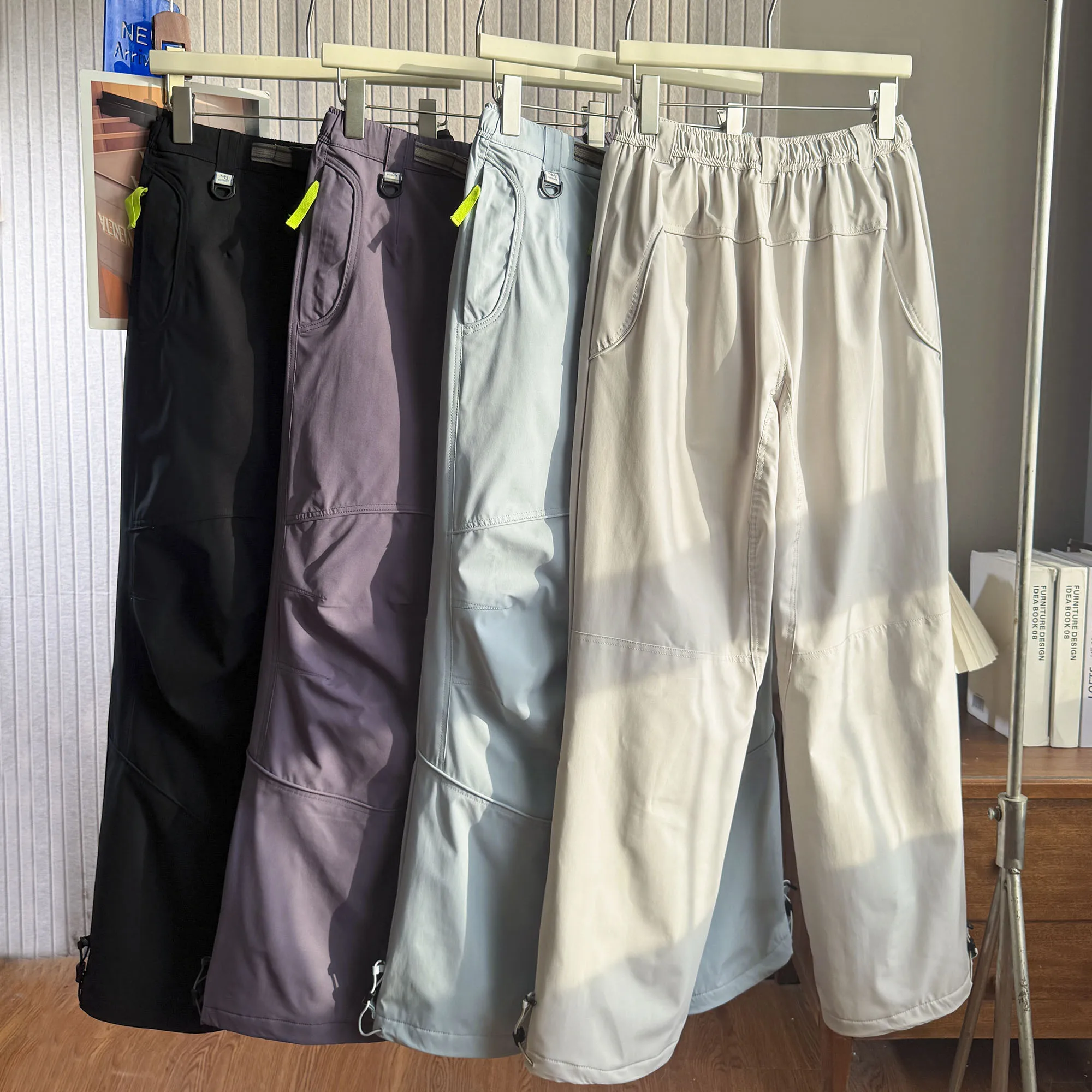 

Thiened Fce Lined Straight Leg Trousers Windproof Water Resistant Autumn Winter Couple Sle Paratrooper Pants Casual Wear